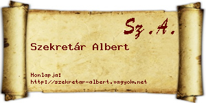 Szekretár Albert névjegykártya