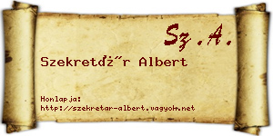 Szekretár Albert névjegykártya